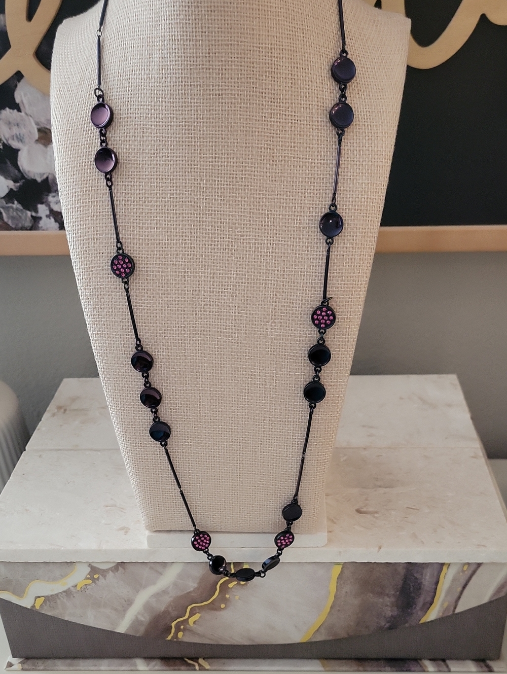 Coldwater Creek Long Purple Station Beaded Necklace
